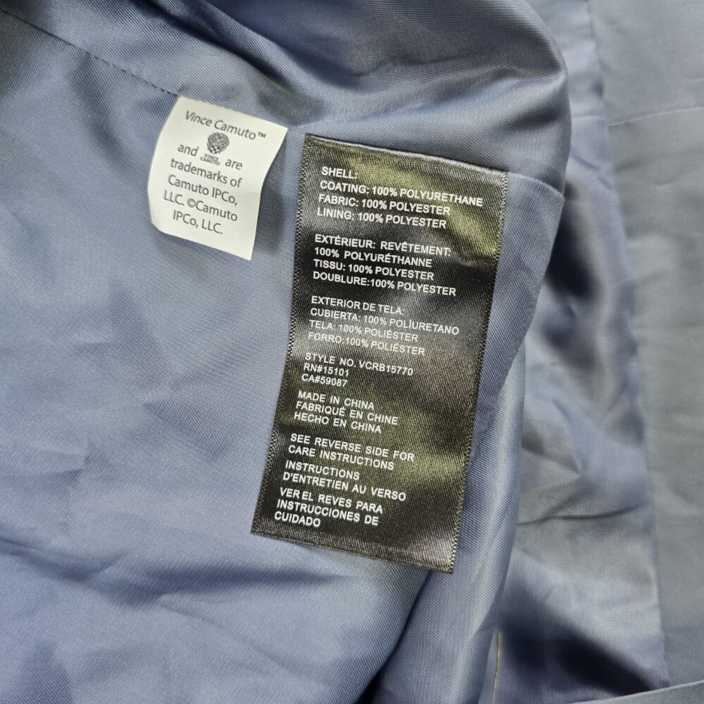 Vince Camuto Blue Hooded Rain Jacket Drawstring Waist Water Resistant XS - Picture 7 of 16